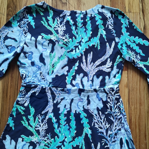 Lilly Pulitzer Raina Dress Deep Indigo Swish Sway Green Navy White Knee Purple S - Picture 13 of 16